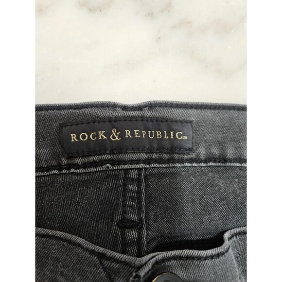 Rock & Republic Skinny Berlin Jeans Meter Black Chain Cotton Blend Size 12 - Picture 5 of 11